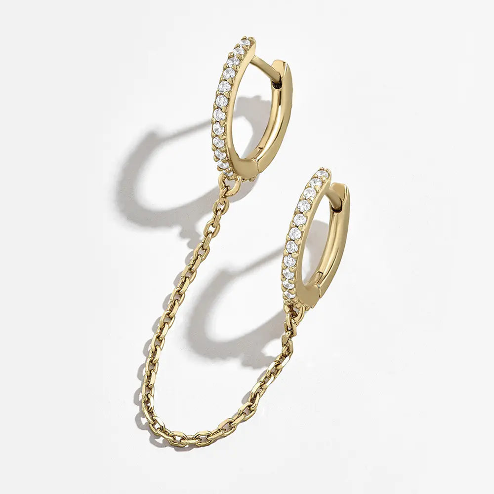 Double Circle Chain Earrings for Unisex