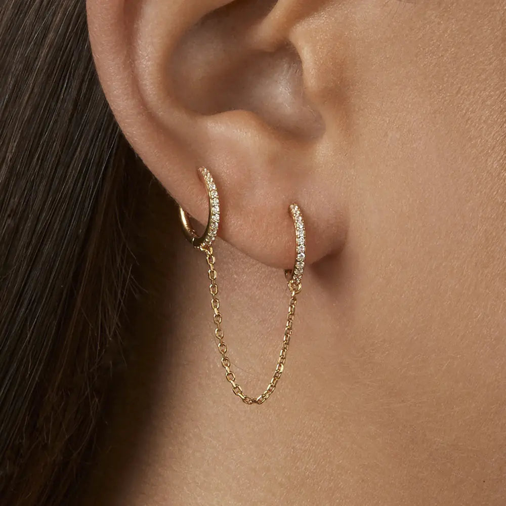 Double Circle Chain Earrings for Unisex