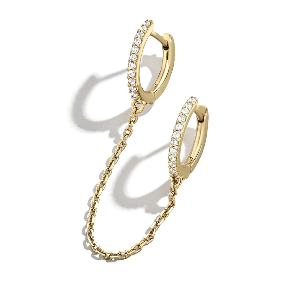 Double Circle Chain Earrings for Unisex