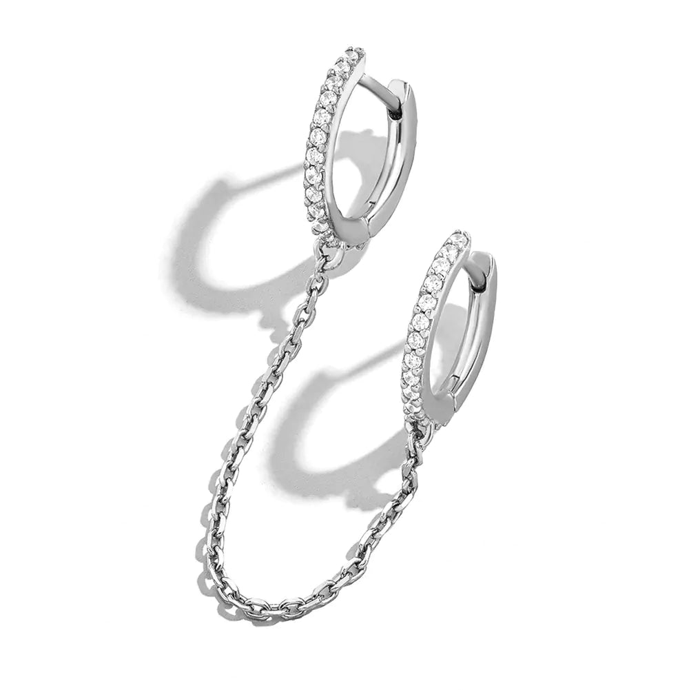 Double Circle Chain Earrings for Unisex